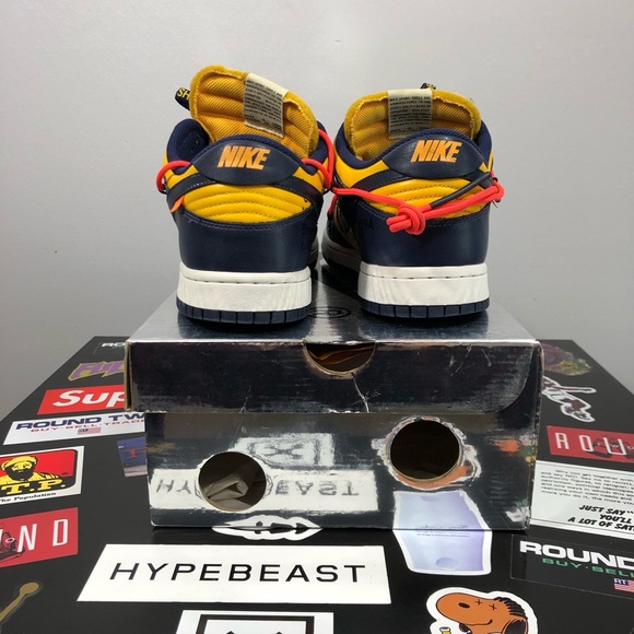 Nike Dunk Low Off-White University Gold/ Midnight Navy - Picture 4 of 12